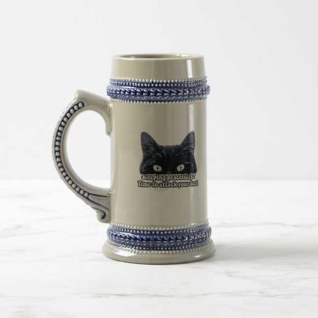 Funny grumpy cat meme for kitten owners &cat lover beer stein (Left)