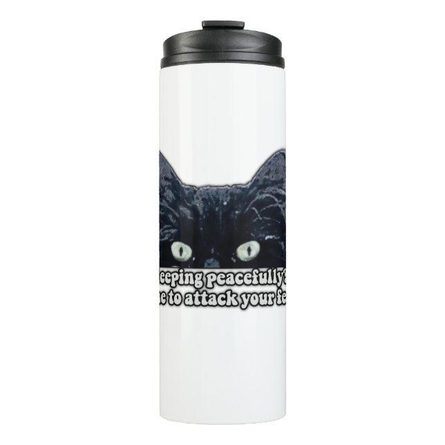 Funny grumpy cat meme for kitten owners &cat lover thermal tumbler (Front)