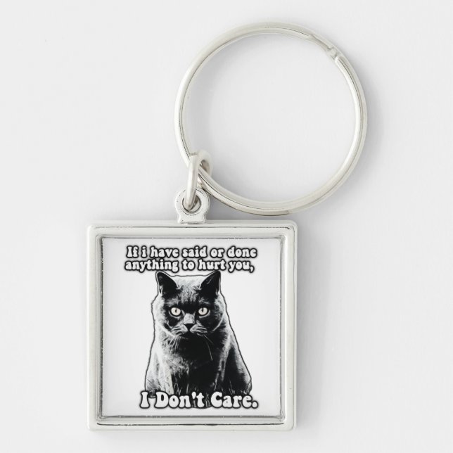 Funny grumpy cat meme for kitten persons & owners keychain (Front)