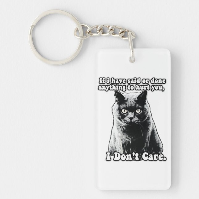 Funny grumpy cat meme for kitten persons & owners keychain (Front)