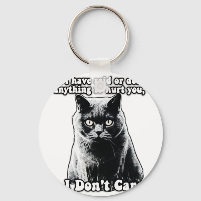 Funny grumpy cat meme for kitten persons & owners keychain (Front)