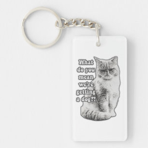Funny grumpy cat meme for kitty lovers and owners keychain