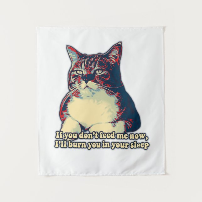 Funny grumpy cat meme for kitty owners and lovers tapestry (Front)