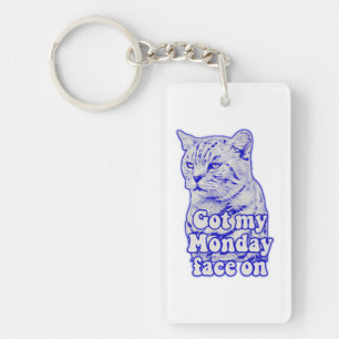 Funny grumpy cat meme for kitty persons and owners keychain