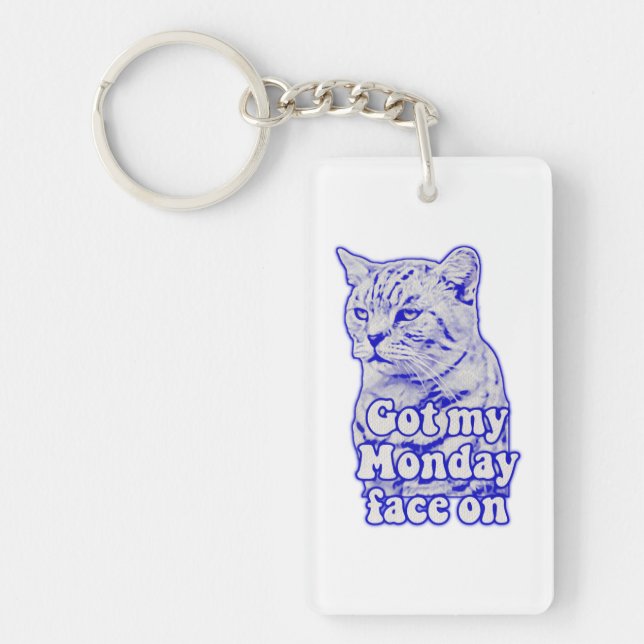 Funny grumpy cat meme for kitty persons and owners keychain (Front)