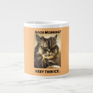 Funny Grumpy Cat Morning Coffee Meme Art Giant Coffee Mug