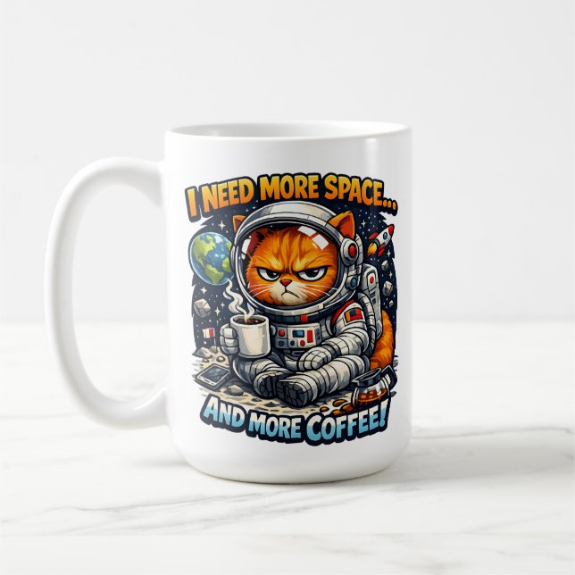 Funny Grumpy Cat, Need More Space And More Coffee Mug (Left)