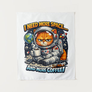  Funny Grumpy Cat, Need More Space And More Coffee Tapestry