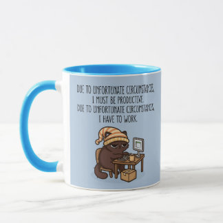 Funny Grumpy Cat Office Humor Work Quote Blue Mug