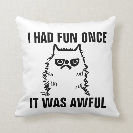 Funny Grumpy Cat pillows, HAD FUN ONCEAWFUL Throw Pillow