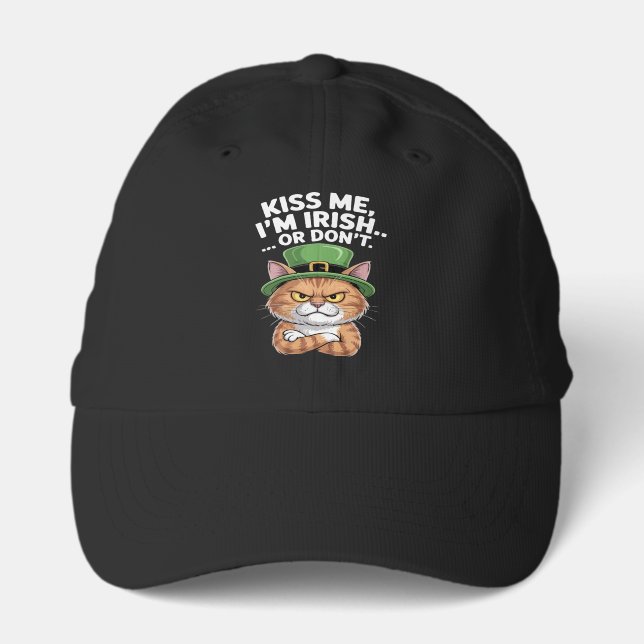Funny Grumpy Cat St. Patrick's Day "Kiss Me  Performance Cap (Front)