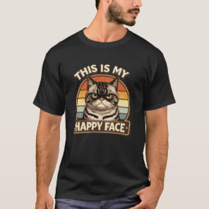 Funny Grumpy Cat "This Is My Happy Face" Vintage  T-Shirt