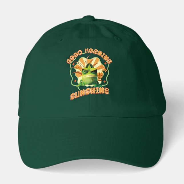 Funny Grumpy Chameleon Morning Humor Hat (Front)