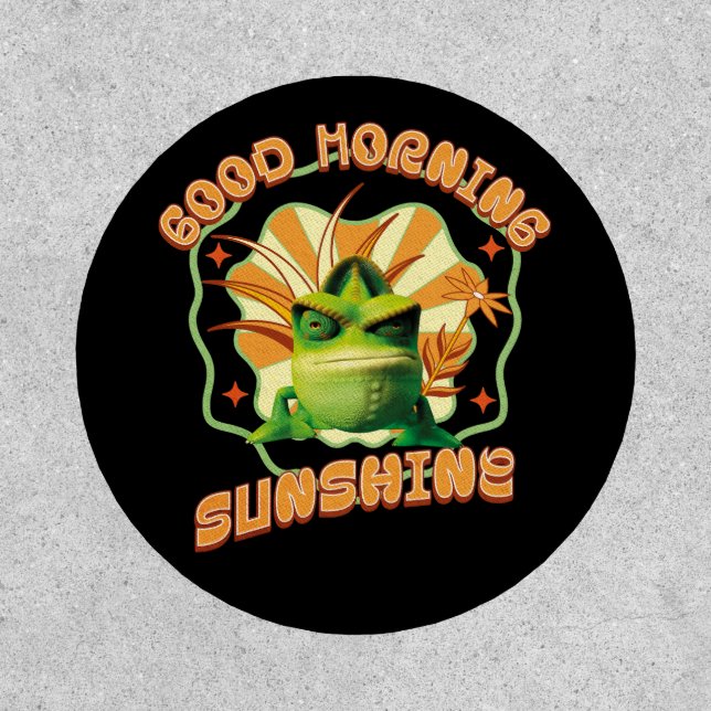 Funny Grumpy Chameleon Morning Humor Patch (Front)