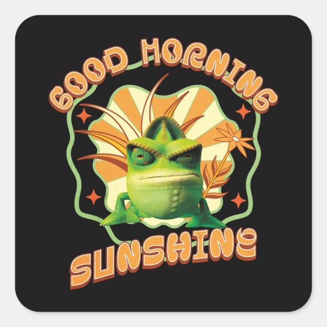 Funny Grumpy Chameleon Morning Humor Square Sticker (Front)