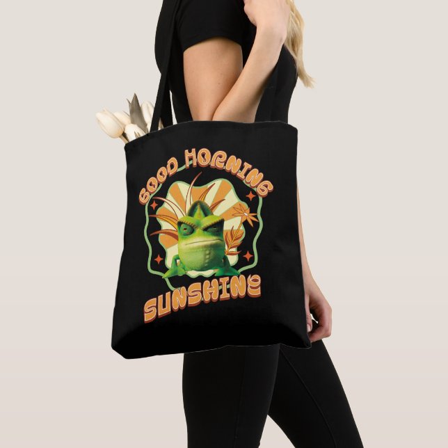 Funny Grumpy Chameleon Morning Humor Tote Bag (Close Up)