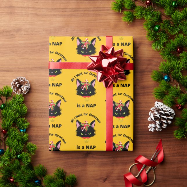 Funny Grumpy Christmas Cat Wrapping Paper (Holiday Gift)