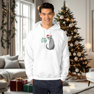 Funny Grumpy Christmas Grey Cat Holiday Humor Hoodie