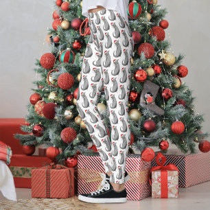 Funny Grumpy Christmas Grey Cat Holiday Humor Leggings