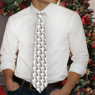 Funny Grumpy Christmas Grey Cat Holiday Humor Neck Tie