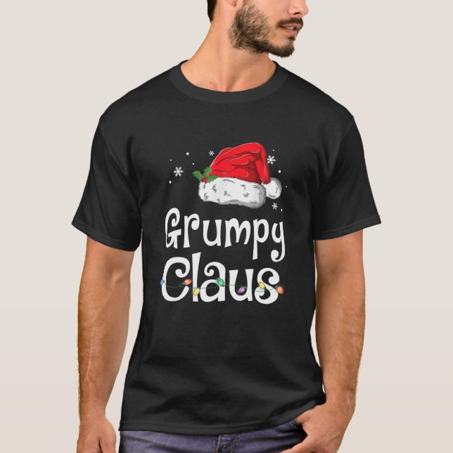 Funny Grumpy Claus Christmas Pajamas Santa T-Shirt (Front)