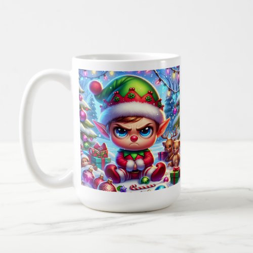 Funny Grumpy Elf Christmas Coffee Mug