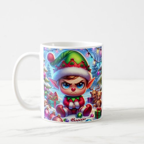 Funny Grumpy Elf Christmas Coffee Mug