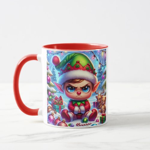 Funny Grumpy Elf Christmas Mug