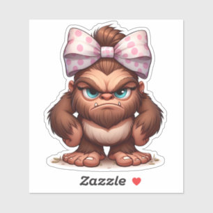 funny grumpy female bigfoot sticker