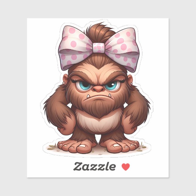 funny grumpy female bigfoot sticker (Sheet)