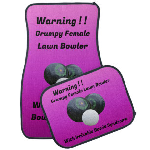 Funny Grumpy Female Lawn Bowler, Car Mats