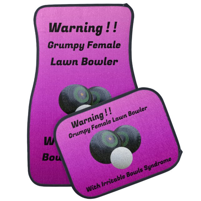 Funny Grumpy Female Lawn Bowler, Car Mats (Set)
