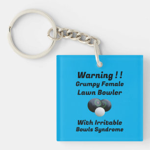 Funny Grumpy Female Lawn Bowler, Keyring