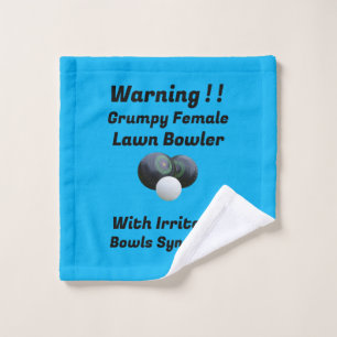 Funny Grumpy Female Lawn Bowler, Washcloth