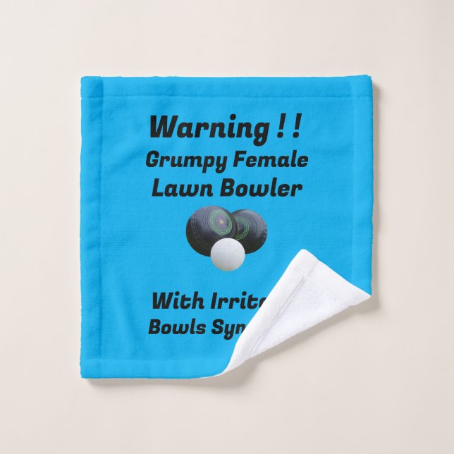 Funny Grumpy Female Lawn Bowler, Washcloth (Wash Cloth)