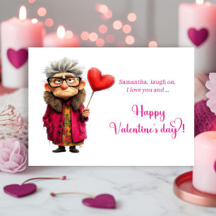 Funny Grumpy Lady Valentine Card Bright Colors