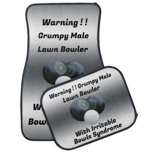 Funny Grumpy Male Lawn Bowler, Car Mats