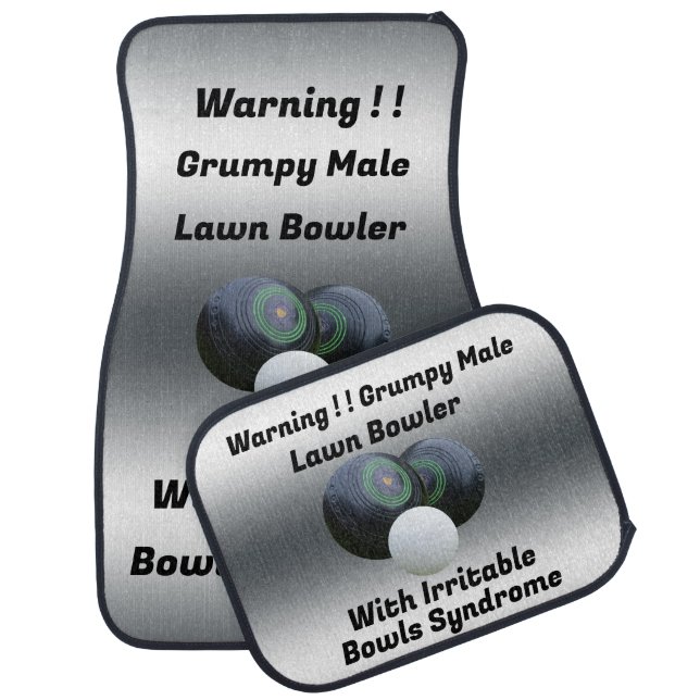 Funny Grumpy Male Lawn Bowler, Car Mats (Set)