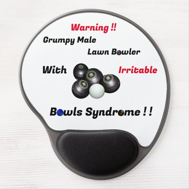 Funny Grumpy Male Lawn Bowler, Gel Mousepad (Front)