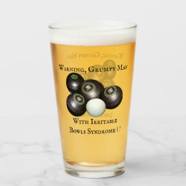 Funny Grumpy Man Lawn Bowler, Glass