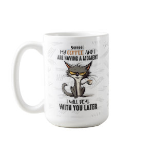 Funny Grumpy Morning Person Mug, Coffee Cat Cup