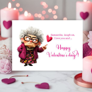 Funny Grumpy Old Lady Attitude Valentine’s Day Holiday Card