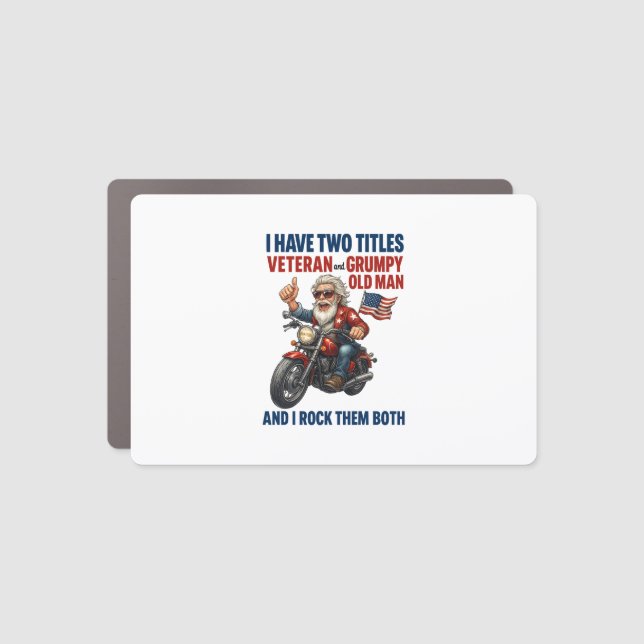 Funny Grumpy Old Man Veteran Motorcycle Car Magnet (Front)