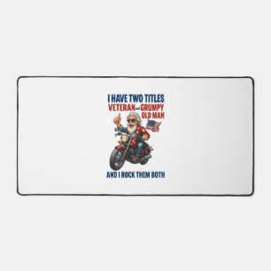 Funny Grumpy Old Man Veteran Motorcycle Desk Mat