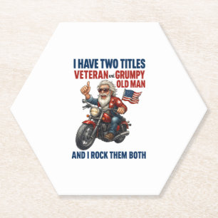 Funny Grumpy Old Man Veteran Motorcycle Paper Coaster