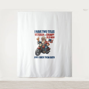 Funny Grumpy Old Man Veteran Motorcycle Tapestry