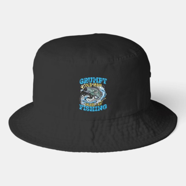 Funny grumpy old man word art  bucket hat (Front)