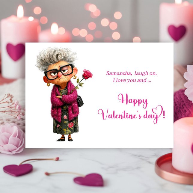 Funny Grumpy Old Woman Valentine Card Playful (Funny Grumpy Old Woman Valentine Card Playful)