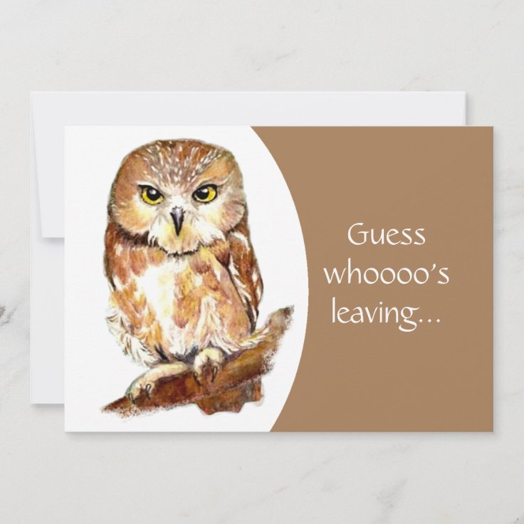 Funny Grumpy Owl Farewell Party Invitation | Zazzle