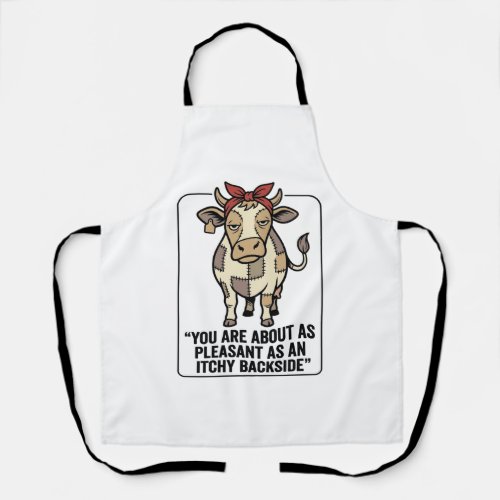 Funny Grumpy Patchwork Cow Vintage T-Shirt Design_ Apron